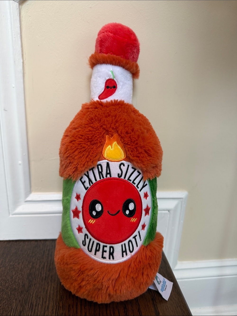 Kawaii 'Extra Sizzly Super Hot' Plush Bottle Toy - Red, Orange, Green